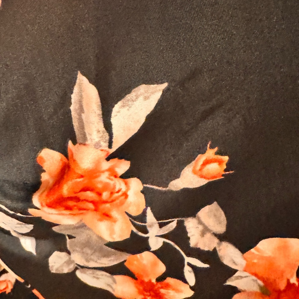 Black Floral Maxi short Dress with Orange Floral Print size M - Picture 8 of 8